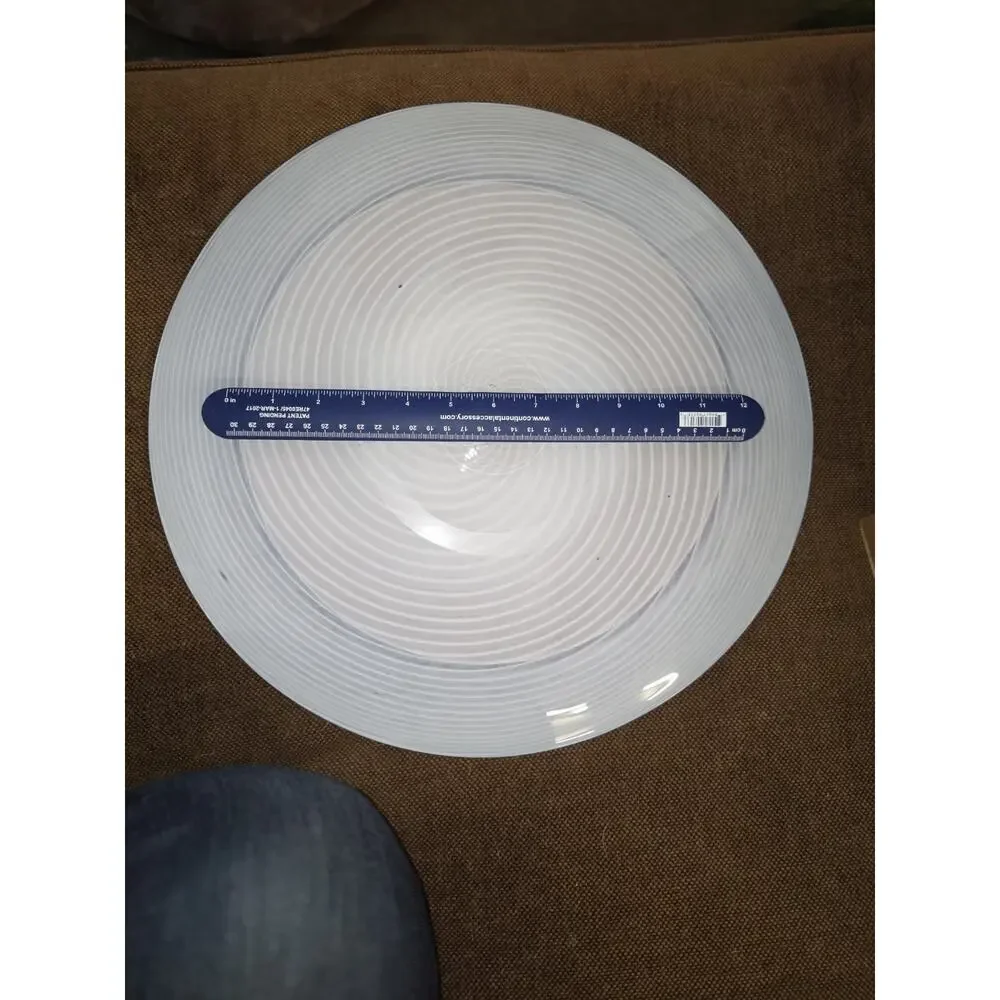 HUGE Signed Church & Maple Art Glass Encalmo Platter 15” Purple Peach Spiral